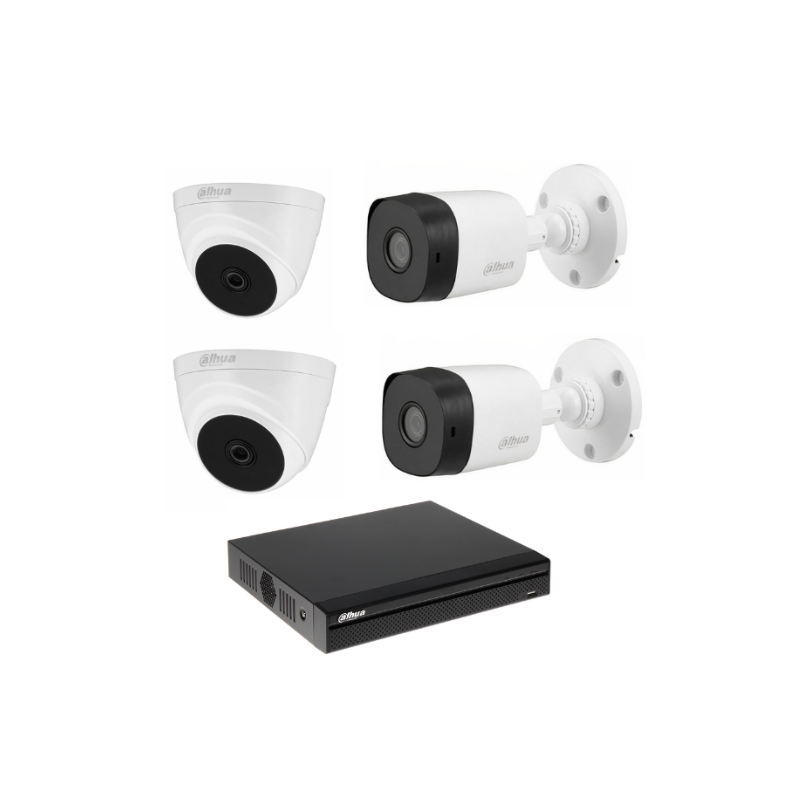 KIT 4 CAMERAS DAHUA 2 MP FULL HD IR 20 ET XVR DAHUA 4 CHAINES 2 MP