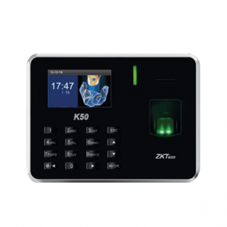Pointeuse à empreinte digitale et badge Zkteco K50